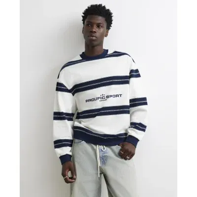 White Regular Fit Prolific Stripe Sweatshirt