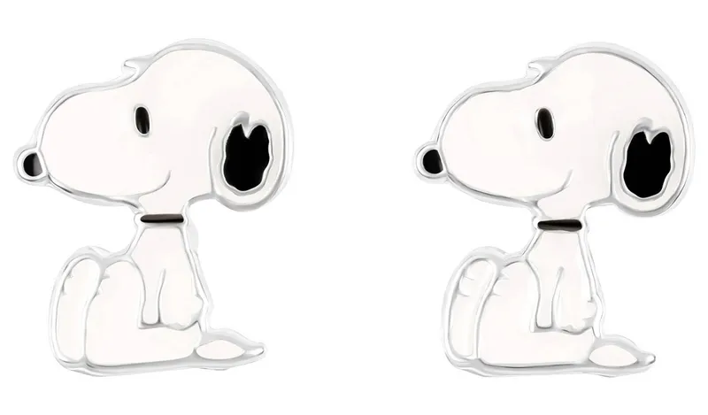 Peanuts Sterling Silver Snoopy Enamel Stud Earrings