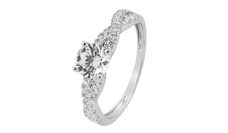 Revere 9ct White Gold Cubic Zirconia Engagement Ring 