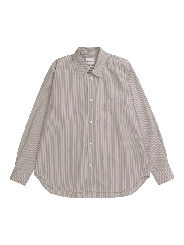 Norse Projects Espevik Cotton Blend Stripe Overshirt, Walnut