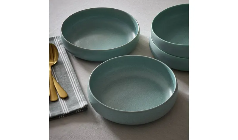 Habitat 4 Piece Reactive Stoneware Pasta Bowls - Blue
