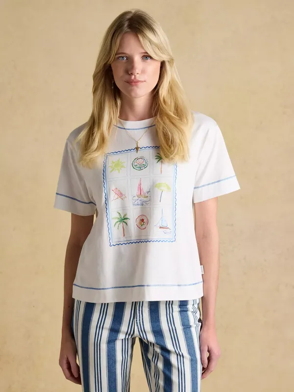 Joules Postcard Graphic T-Shirt, White