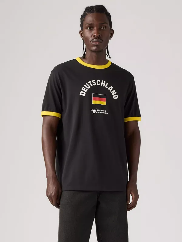 Levi's World Cup Ringer Germany Cotton T-Shirt, Black/Yellow
