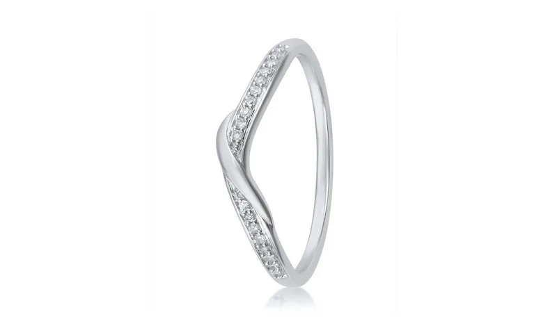 Revere 9ct White Gold Diamond 0.05ct Twist Band Ring