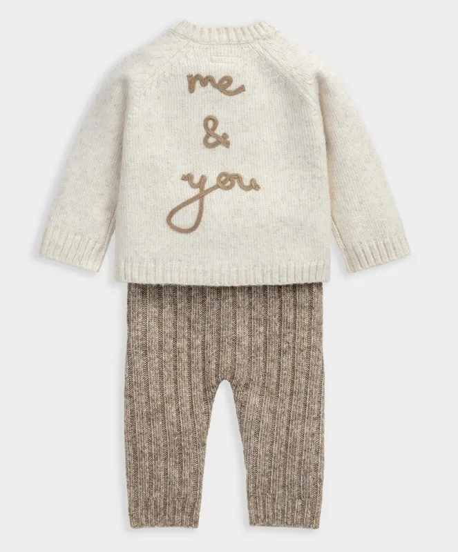Mamas & Papas Me and You Bear Cardigan and Leggings Outfit Set