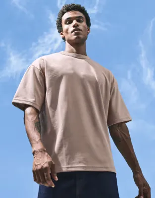 breatheMAX™ heavyweight oversized t-shirt in stone cotton blend