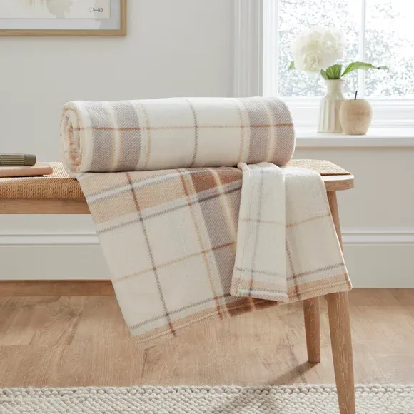 Printed Check Fleece Throw