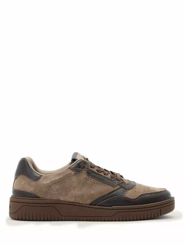 AllSaints Regan Suede Trainers, Dark Brown