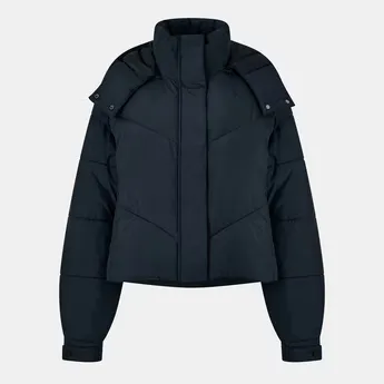 Jack Wills Women's Ritcher Padded Waterproof Hooded Cropped Long Sleeve Short Puffer Jacket
