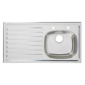 Utility Stainless steel 1 Bowl Sink & drainer LH 490mm x 940mm
