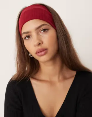 wide jersey headband in burgundy