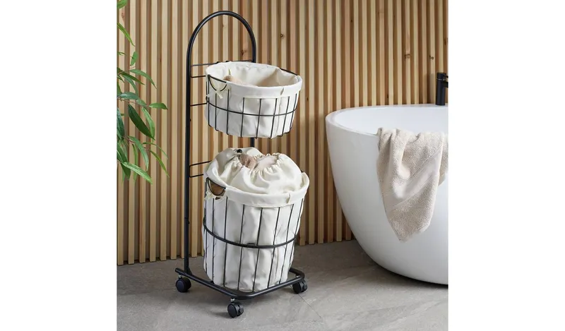 Argos Home 37 litre Laundry Basket Trolley - Black