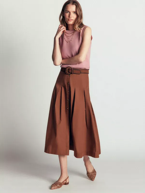 Boden A-Line Midi Skirt, Raw Umber