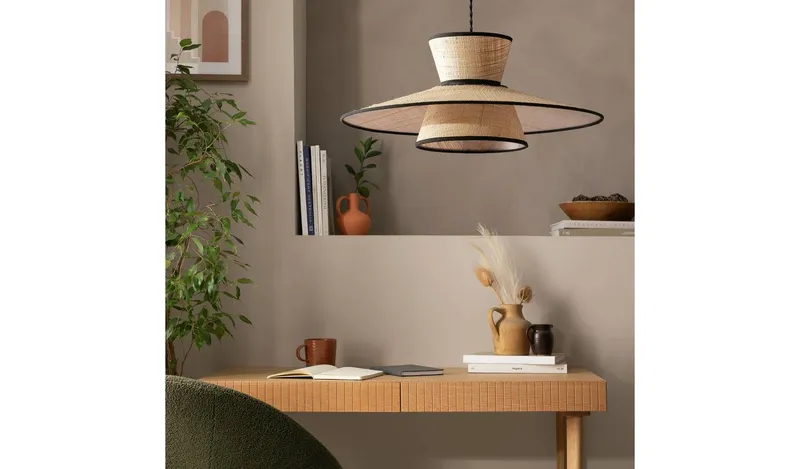 Habitat Otto Natural Raffia 2 Tier Lampshade - 50cm