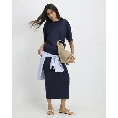 Navy Premium Maxi Skirt