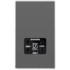 BG Screwless Flat Plate Dual Voltage Shaver Socket - Black Nickel