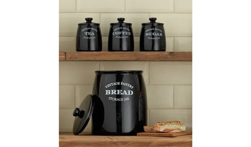 Argos Home Bistro 5 Piece Ceramic Storage Set - Black