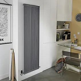 GoodHome Kensal HG1800500G Grey Vertical Designer 4937BTU Radiator, (W)500mm x (H)1800mm