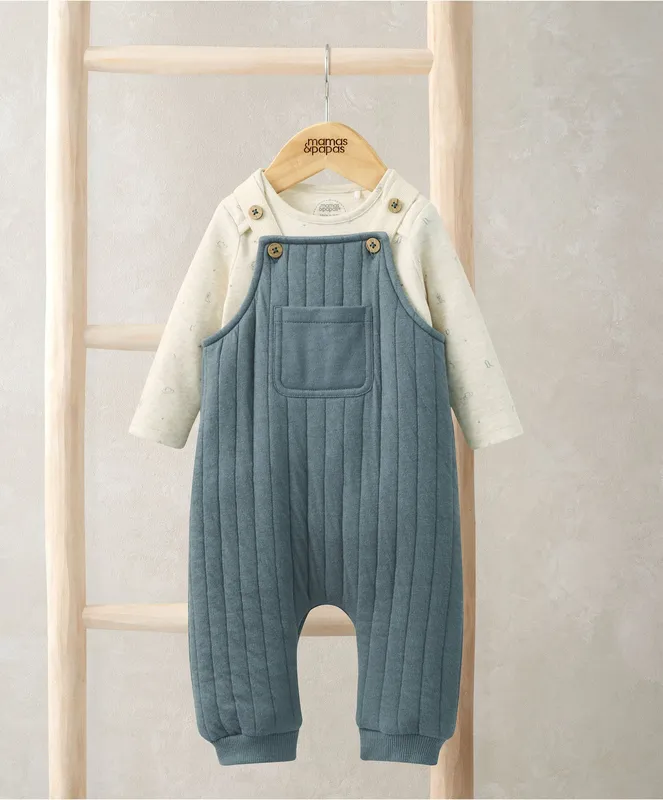 Mamas & Papas Quilted Dungarees and Oatmeal Bodysuit