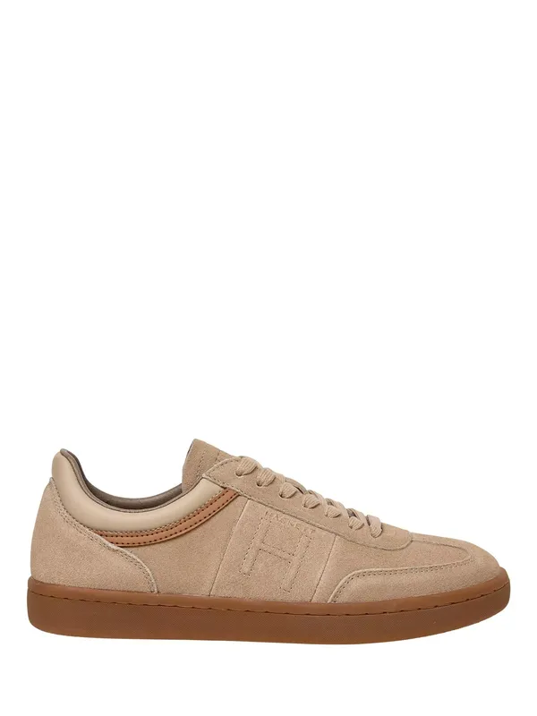Hackett London Heritage Beck Ivy Leather & Suede Trainers, Malt Beige