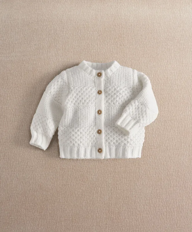 Mamas & Papas White Textured Cable Knit Cardigan