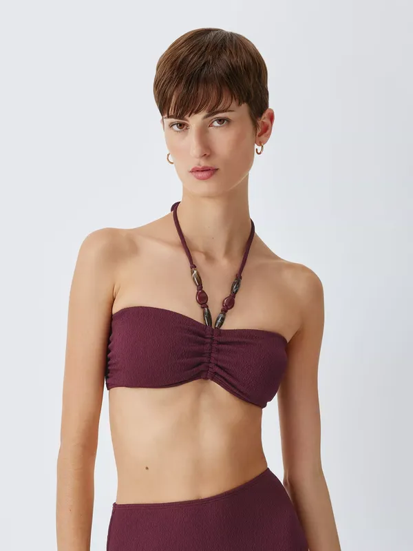 John Lewis Cabo Bandeau Bikini Top, Berry