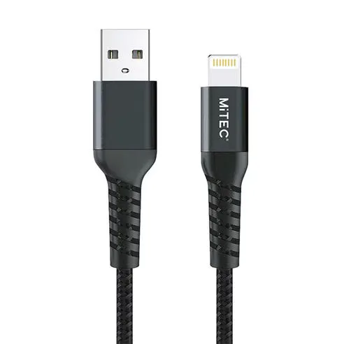 MiTEC MITEC 1M MFI LIGHTNING BRAIDED CABLE BLACK