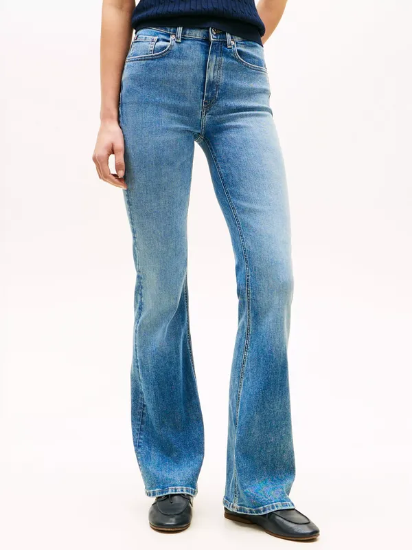 Tommy Hilfiger Finn Mid Rise Flared Jeans, Blue