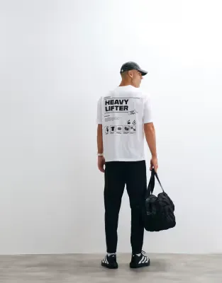 adidas Training t-shirt with back print in white