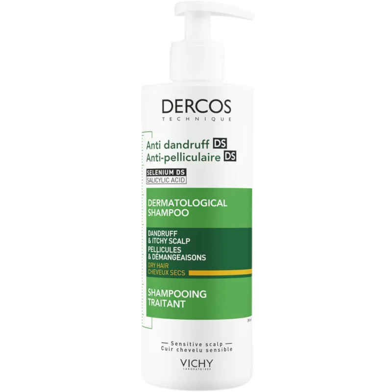 Vichy Dercos Anti-Dandruff Advanced Action Shampoo for Itchy Scalp, Dry Hair
