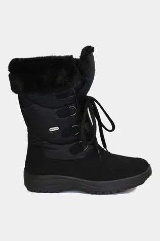 Calzat Womens Fur Trim Traction Snow Boots