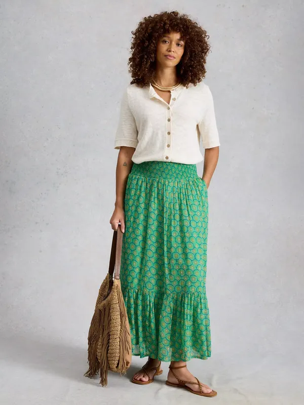 White Stuff Yuri Skirt, Green/Multi