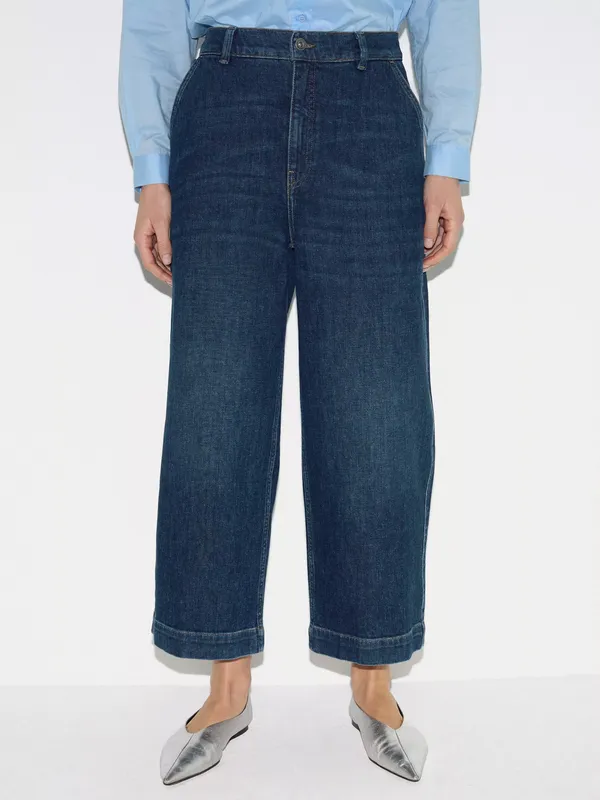 Jigsaw Hampstead Wide Leg Jeans, Mid Blue