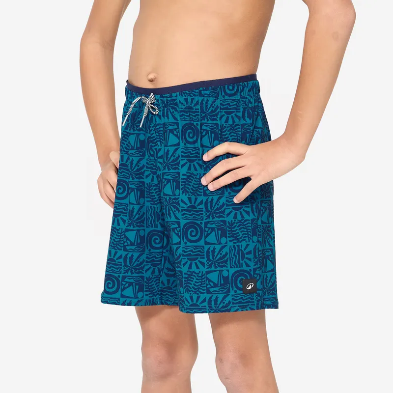 DECATHLON Teen boys’ swimming long swim shorts, Atao blue