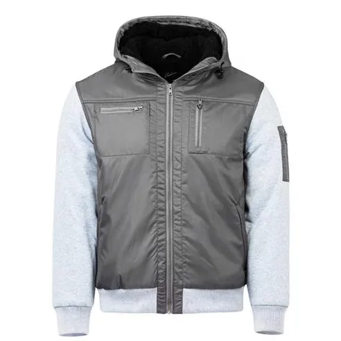 Fabric Men's Classic Hooded Fleece-Lined Long Sleeve 5 Pocket Hybrid Jacket