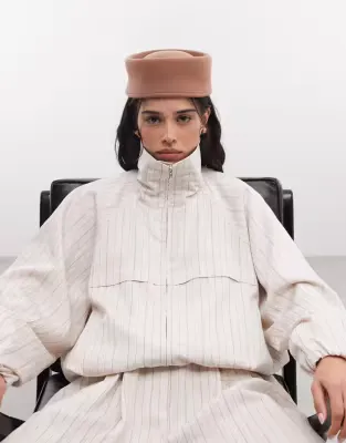 pillbox hat in camel felt