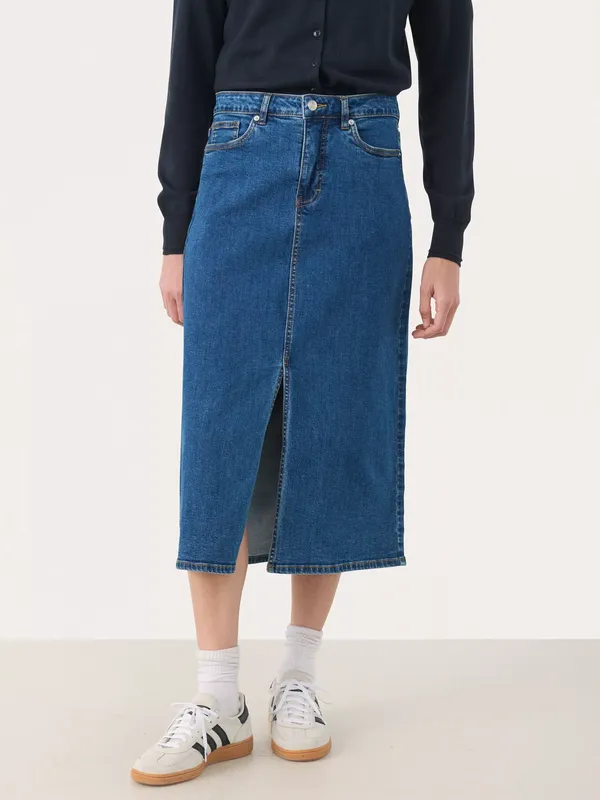 Part Two DillinPW A-Line Cotton Denim Midi Skirt