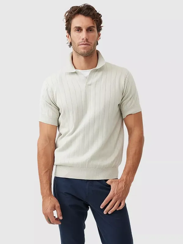 Rodd & Gunn Freys Crescent Jacquard Cotton Knitted Polo Shirt