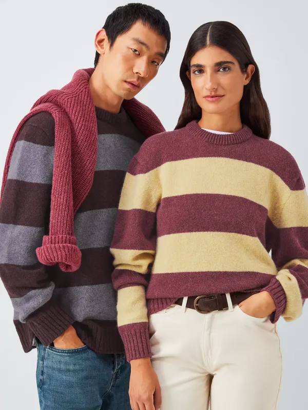 John Lewis Closed Loop Initiative Recycled Wool Crew Neck Stripe Jumper