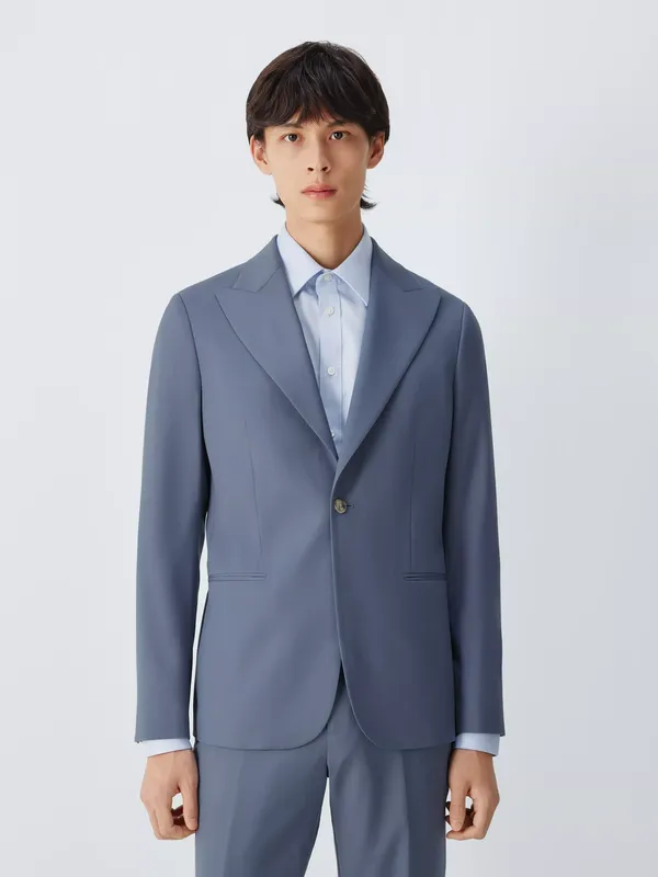 John Lewis Clean Wool Slim Fit Suit Jacket, Slate Blue
