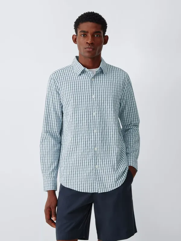 Kin Check Shirt containing TENCEL™ Lyocell, Blue