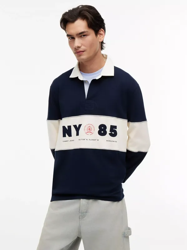 Tommy Hilfiger Relaxed Fit Club Rugby Shirt, Blue/Multi