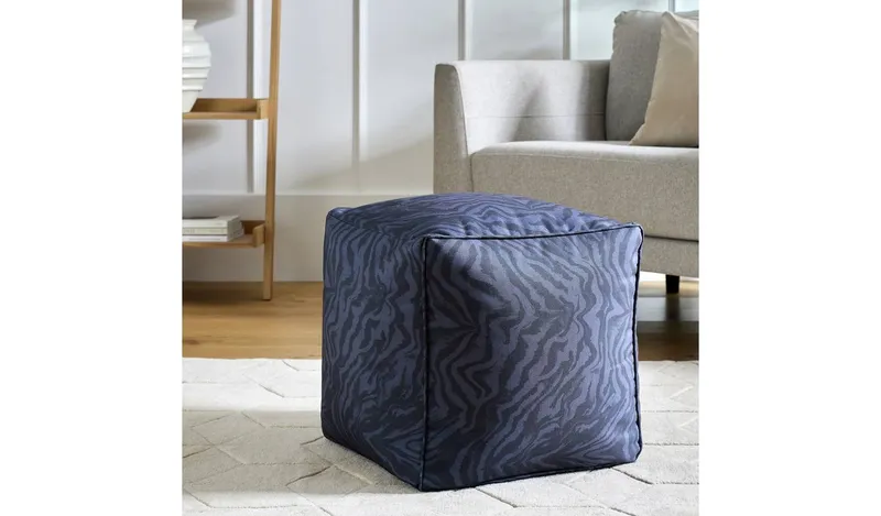 Argos Home Thea Fabric Pouffe - Black & Blue