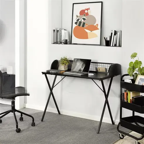 FurnitureR AVA Black and Wooden 100cm Desk