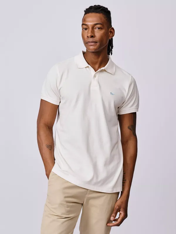 Aubin Oliver Cotton Polo Top, Vintage White