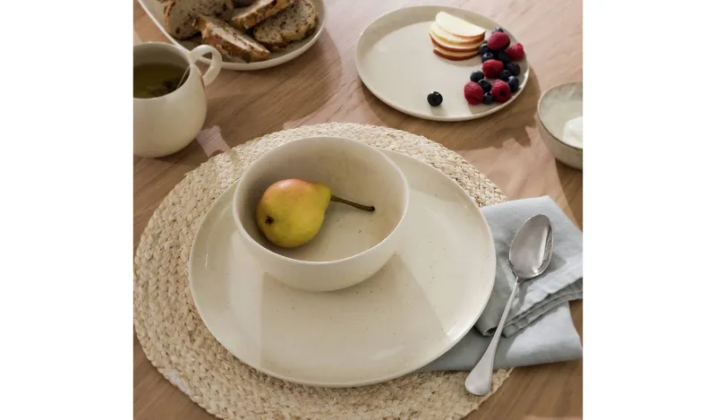 Habitat Evora 12 Piece Stoneware Dinner Set - Natural