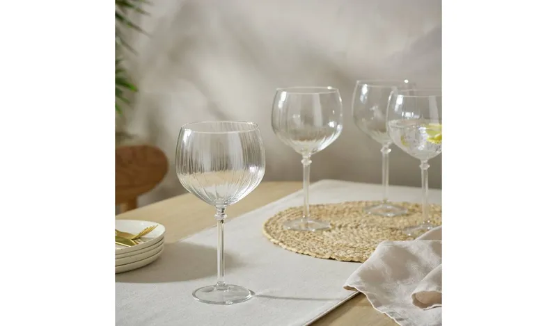 Habitat Optic Ribbed Set of 4 Gin Glasses