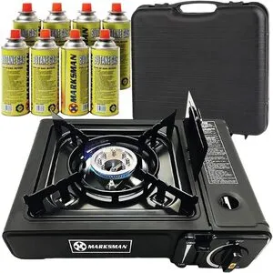 Portable Gas Stove with Canisters - Black