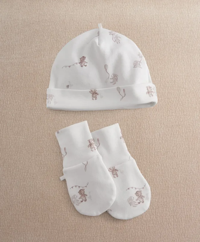 Mamas & Papas Celebration Print Hat & Mitts
