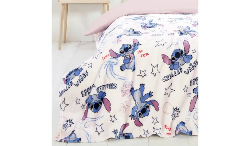 Disney Stitch Fleece Blanket - Blue & Pink